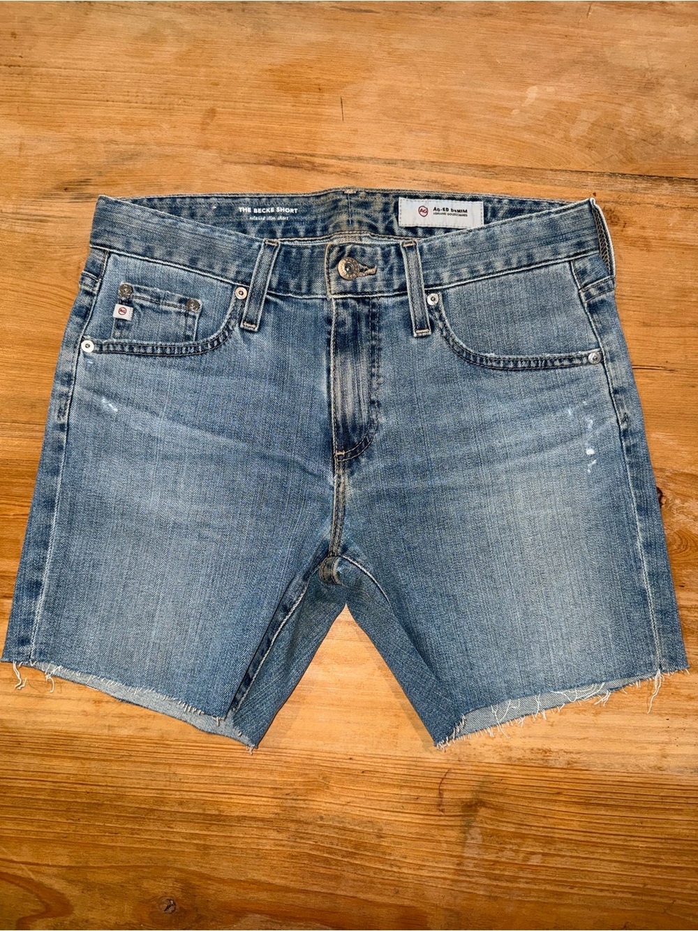 AG Adriano Goldschmied Becke Relaxed Slim Denim Shorts 26R Raw Hem